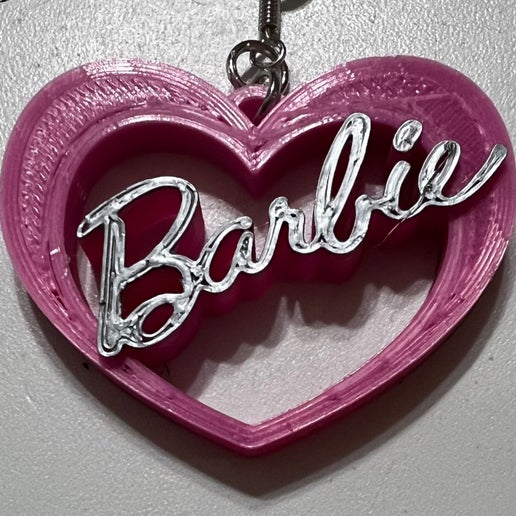 3D Barbie Earrings - Pink