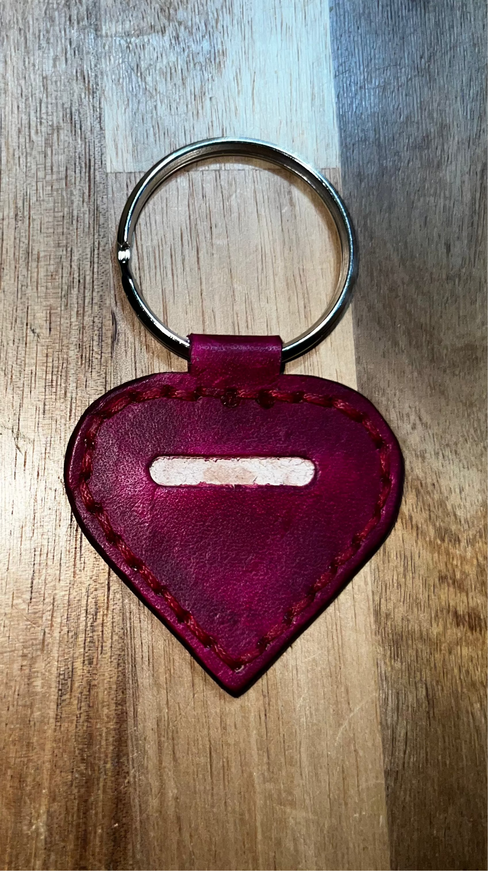 Coin keychain heart red back