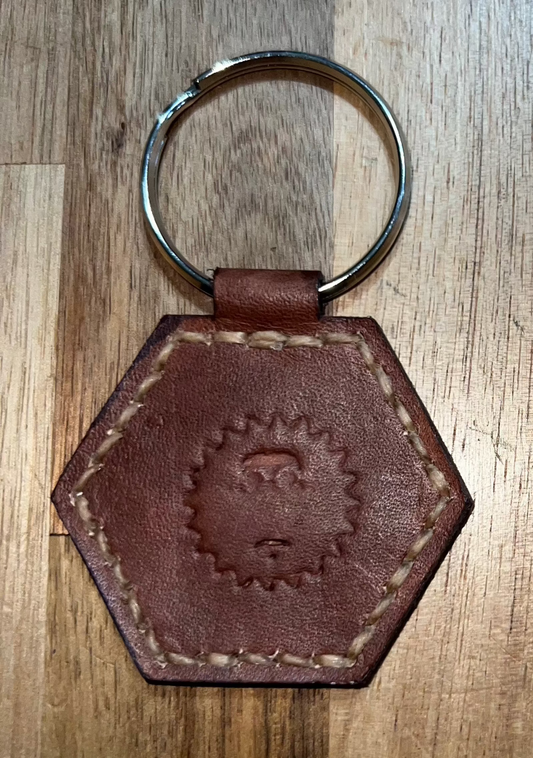 Coin keychain hexagon brown