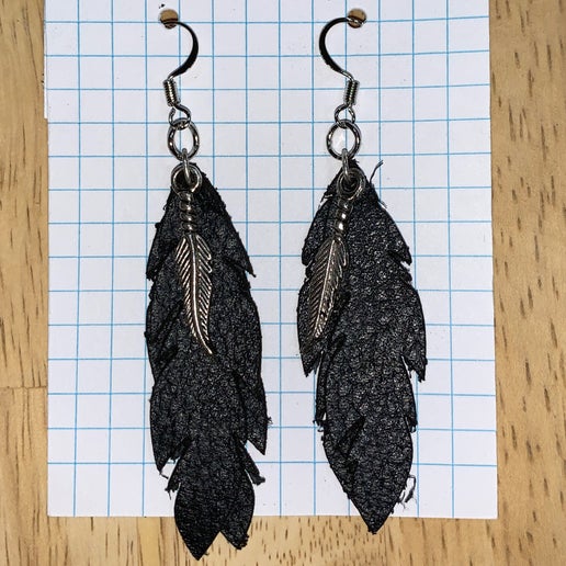 Black Feather Earring