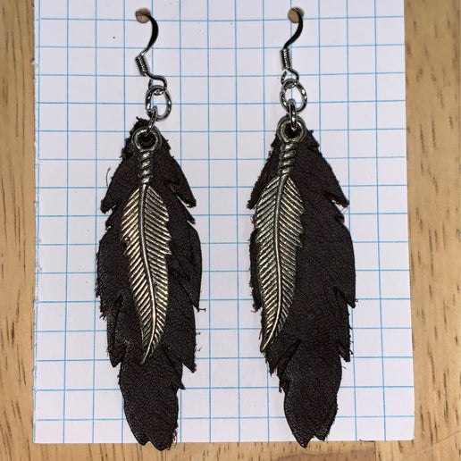 Brown Feather Earring