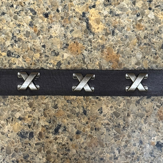 Leather Collar - Metal Ribbon