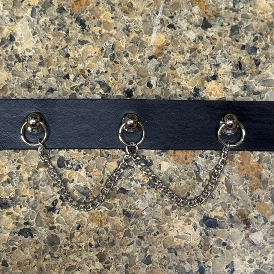 Leather Collar - Hoops and Chains