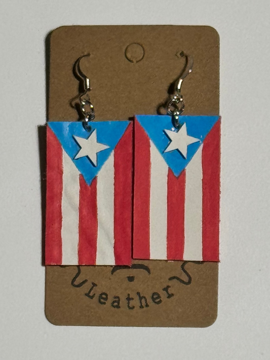 Leather Earring Red, white, & blue