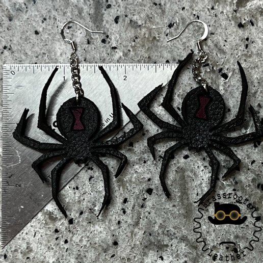 AC - Black Widow Leather Earrings